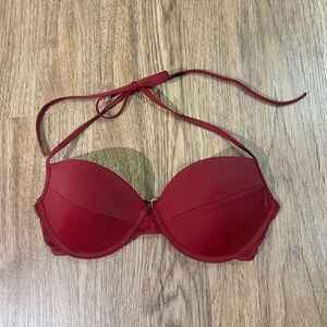 Icon swim dark red padded bikini halter top size small